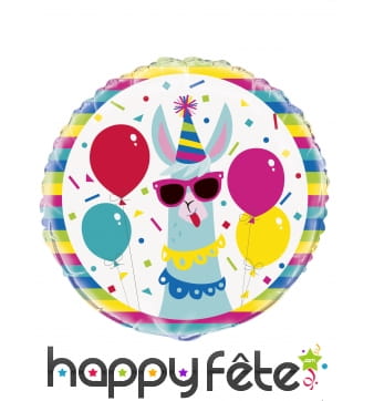 Ballon rond lama multicolore party, 45 cm
