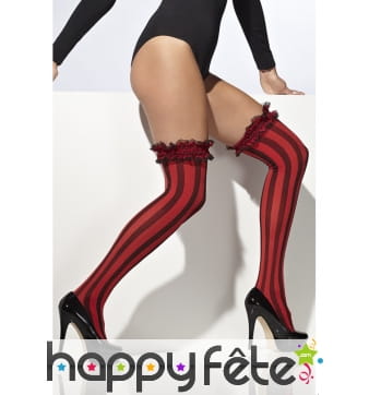 Bas rayés rouge noir burlesque