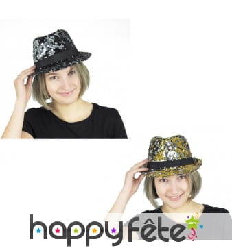 Borsalino réversibles recouvert de sequins