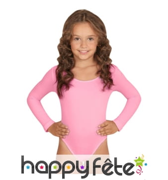 Body rose uni manches longues pour enfant