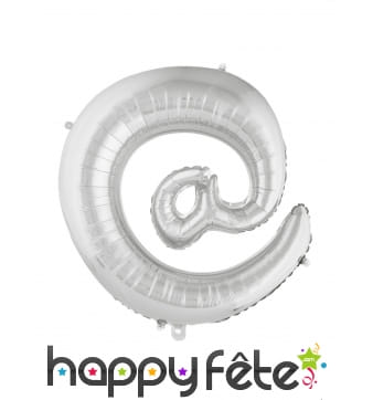 Ballon symbole arobase argent&eacute; de 70cm