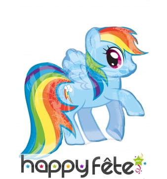Ballon silhouette de Rainbow Dash bleu, 71 x 68 cm
