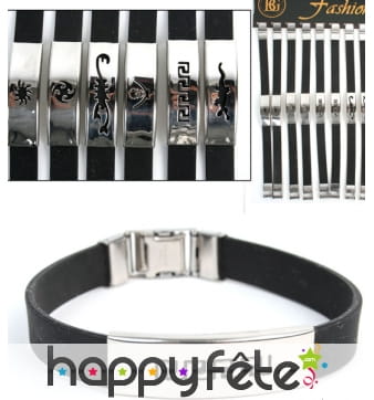 Bracelet silicone et métal tendance mixte assortis