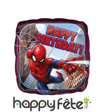 Ballon Spider-man Happy Birthday carré de 43cm