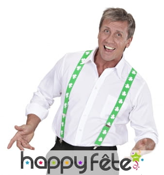 Bretelles Saint Patrick imprimé trèfles