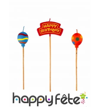 Bougie thème anniversaire sur pic