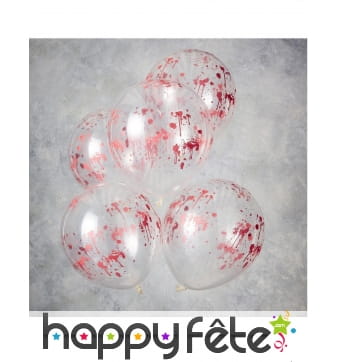 Ballons transparents ensanglant&eacute;s de 30cm