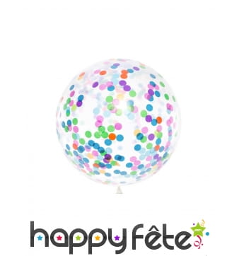 Ballon transparent géant avec imprimé confettis 1m