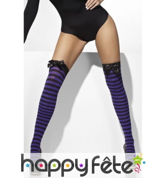 Bas violets et noirs lignés