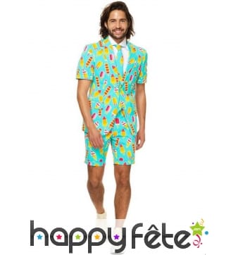 Costume 3 pièces d'été imprimé glaces