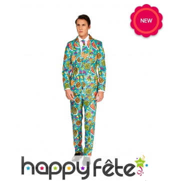 Costume 3 pièces recouvert de motifs années 90