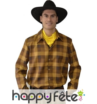 Chemise a carreaux marron et foulard