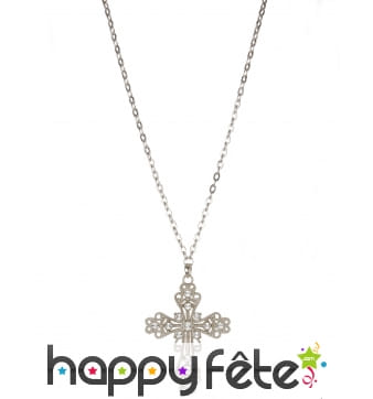 Collier avec croix incrustée de strass