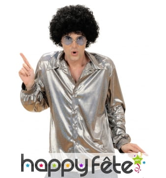 Chemise argent holographique disco pour homme