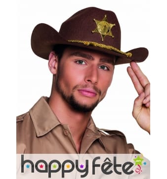 Chapeau adulte marron de shériff