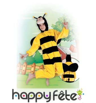 Combinaison abeille noire et jaune peluche