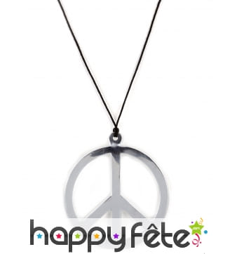 Collier avec pendentif peace and love argenté
