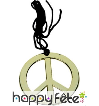 Collier avec pendentif peace and love doré