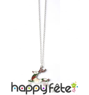 Collier avec pendentif renne de Noël