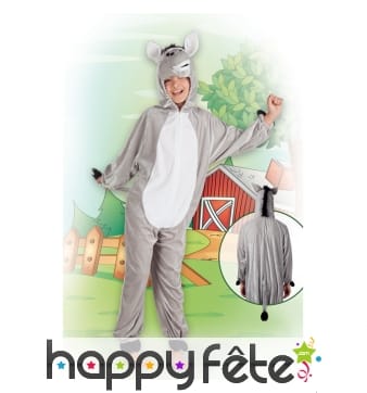 Combinaison âne peluche gris