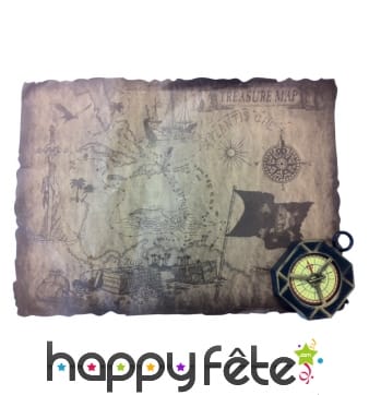 Carte au trésor effet vieilli avec boussole