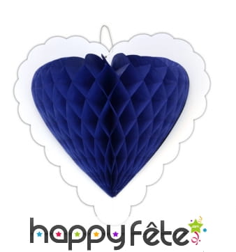 Coeur bleu alvéolé à suspendre