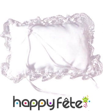 Coussin blanc porte alliance en satin