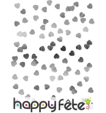 Confettis coeurs argent métal