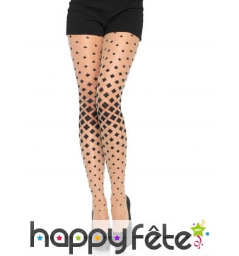 Collants couleur chair imprimé géométrique