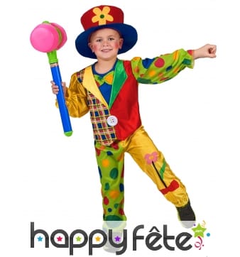 Costume coloré de petit clown avec motifs