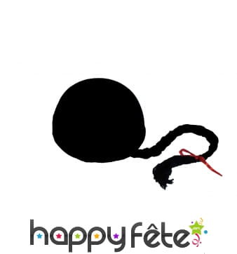 Chapeau chinois noir rond avec tresse