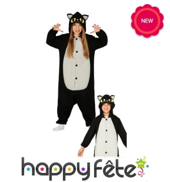 Combinaison chat noir et blanc pour enfant