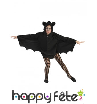 Cape chauve-souris noire unie pour adulte