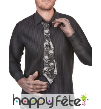 Cravate crânes squelette en relief