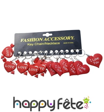 Carte de 12 porte clefs coeurs