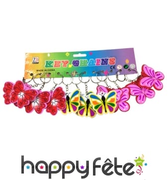 Carte de 12 porte clefs papillons