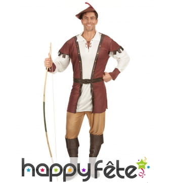 Costume d'archer médiéval pour homme, marron