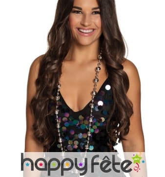 Colliers de boules disco argentées