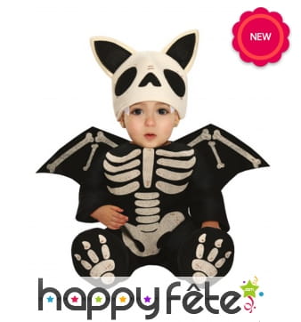 Costume de bébé squelette chauve souris pour bébé