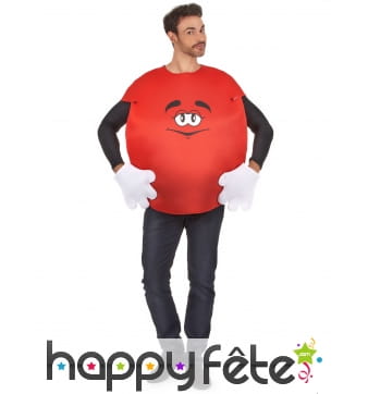 Costume de bonbon rouge pour adulte avec gants