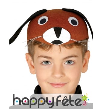 Chapeau de chien rigolo marron et noir enfant