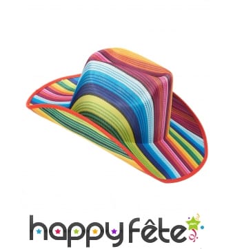 Chapeau de cowboy rayé multicolore