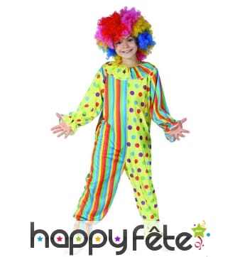 Combinaison de clown colorée à pois et rayures