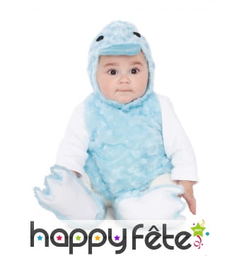 Costume de canard bleu pour bébé, effet peluche