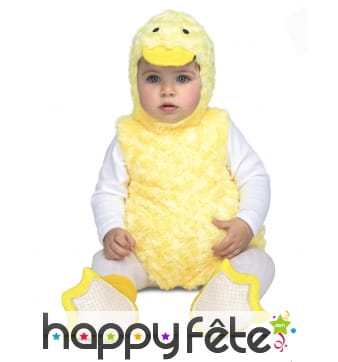 Costume de canard jaune pour bébé, effet peluche