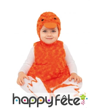 Costume de canard orange pour bébé, effet peluche