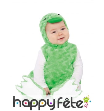Costume de canard vert pour bébé, effet peluche