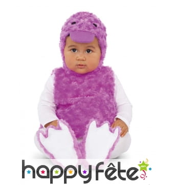 Costume de canard violet pour bébé, effet peluche