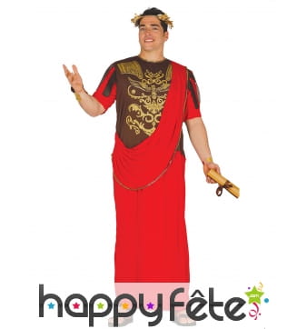 Costume de César antique rouge marron pour homme
