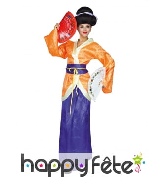 Costume de chinoise pour femme, orange et violet